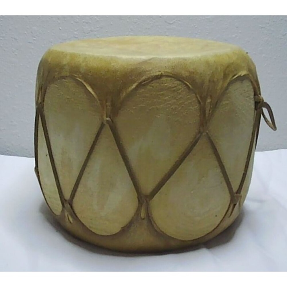 Native American Taos Pueblo Cotton Wood Drum Double Sided Rawhide Handmade 6"